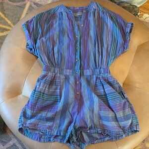 Anthropologie Blue and Purple Striped Romper